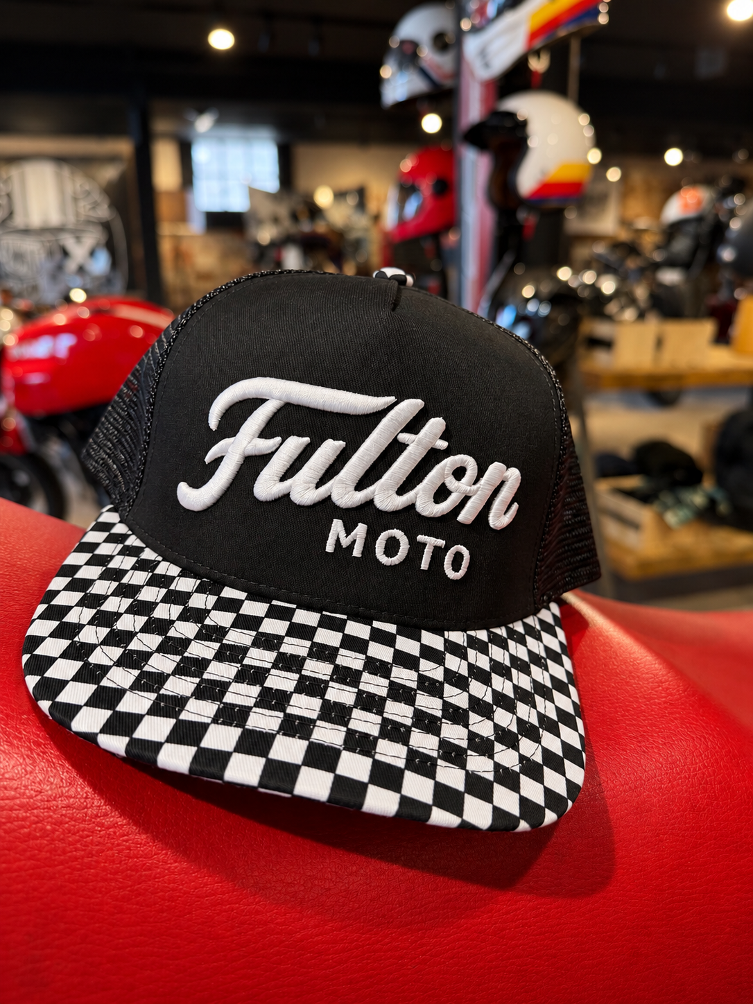 Fulton Moto Cursive Trucker Hat