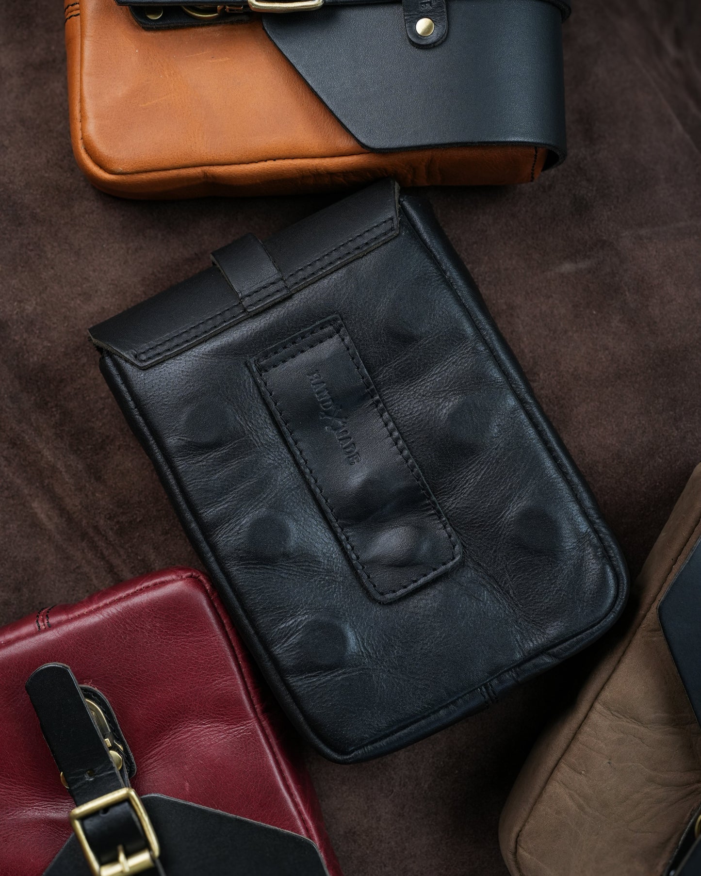 Buff Leather Tank Pouch - Black