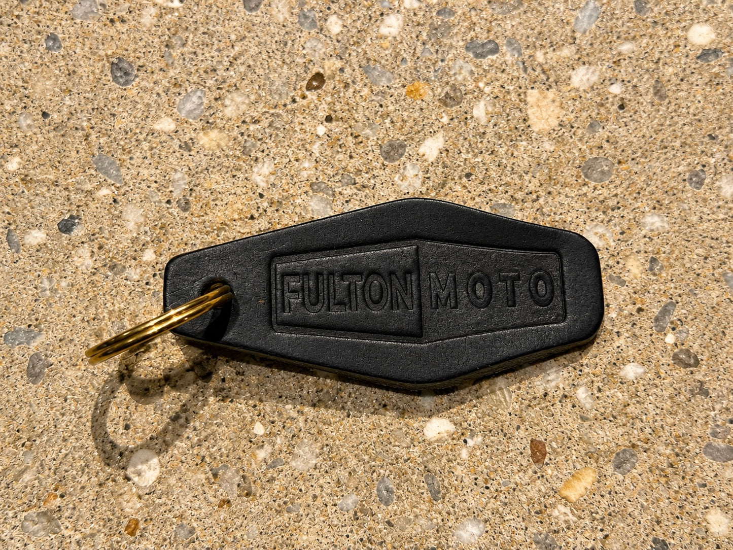 Fulton Moto Buffalo leather keychain - Black