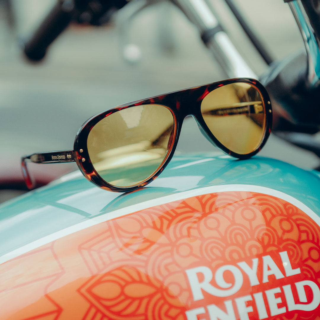 VALLON x Royal Enfield Moto Aviators - Dark Tortoise Yellow