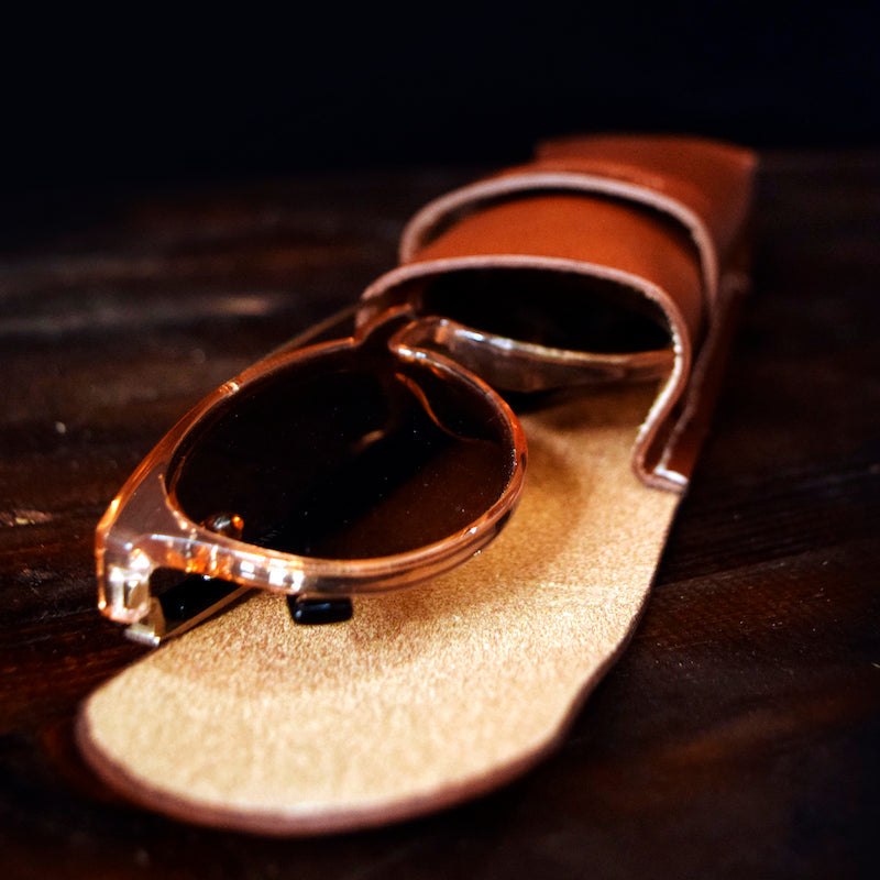 Buff Leather Sunglasses Case - Vintage Tan