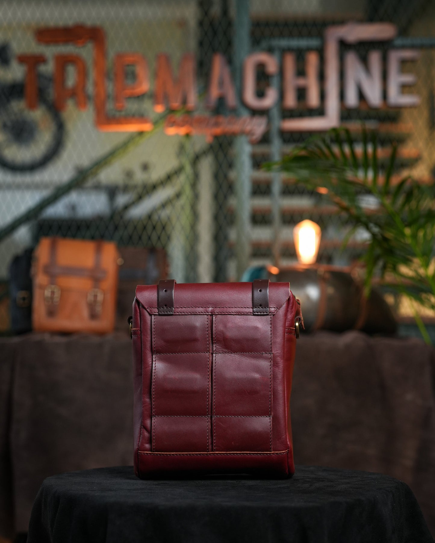 Buff Leather Tank & Tail Bag - Cherry Red