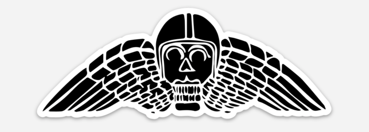 Winged Skull And Motorcycle Helmet Vinyl Sticker