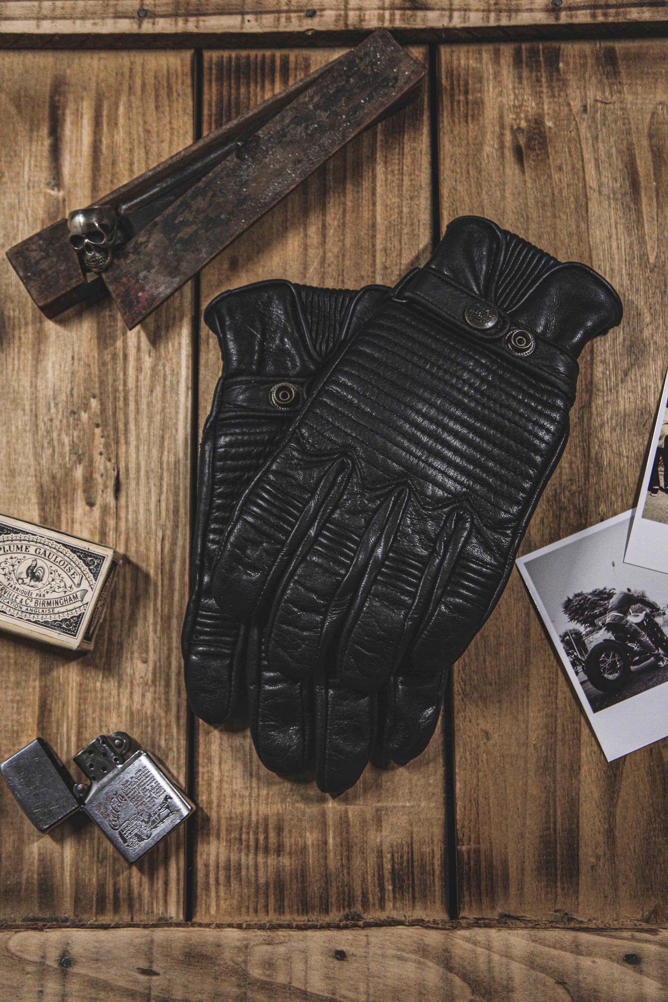 Garage Leather CE Gloves Black