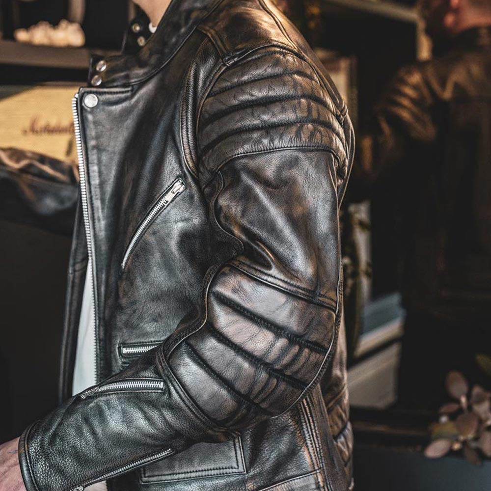 Rocker Distressed Leather Jacket | Black