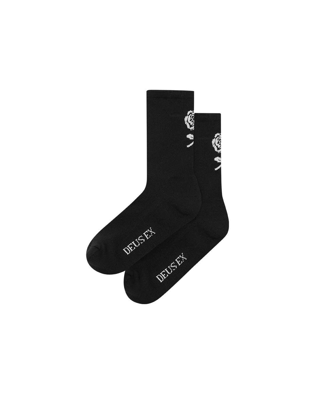 Deus Ex Attaquer Rose Socks - Black: Black / M