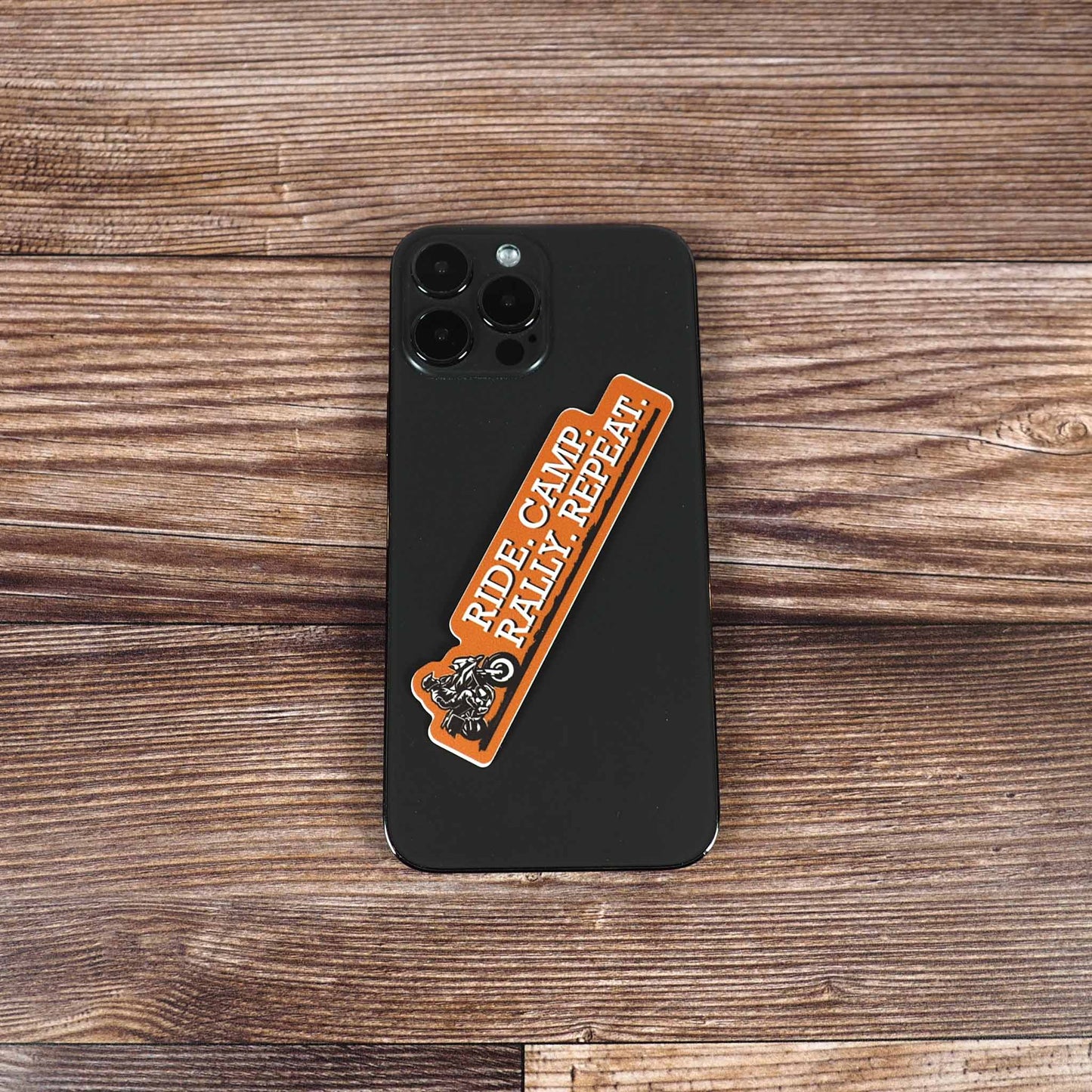 Ride. Camp. Rally. Repeat. Motorcycle Sticker