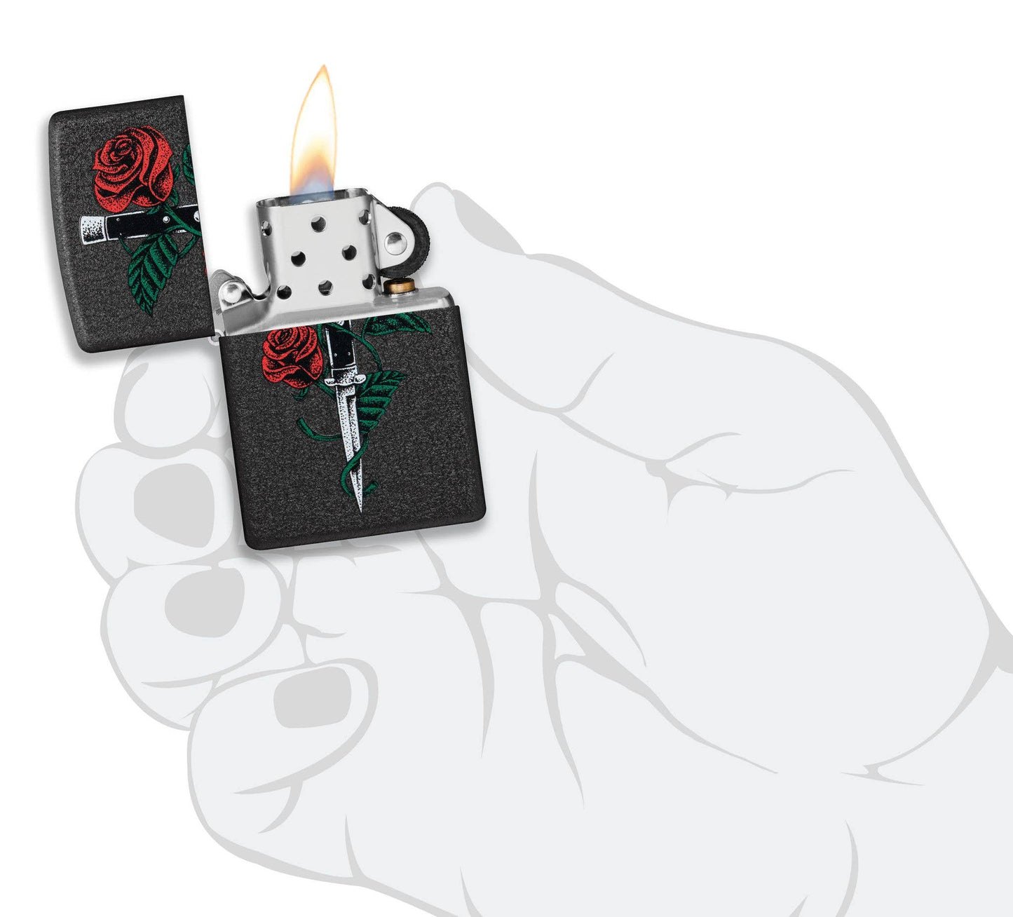Zippo Rose Dagger Tattoo Design Windproof Lighter