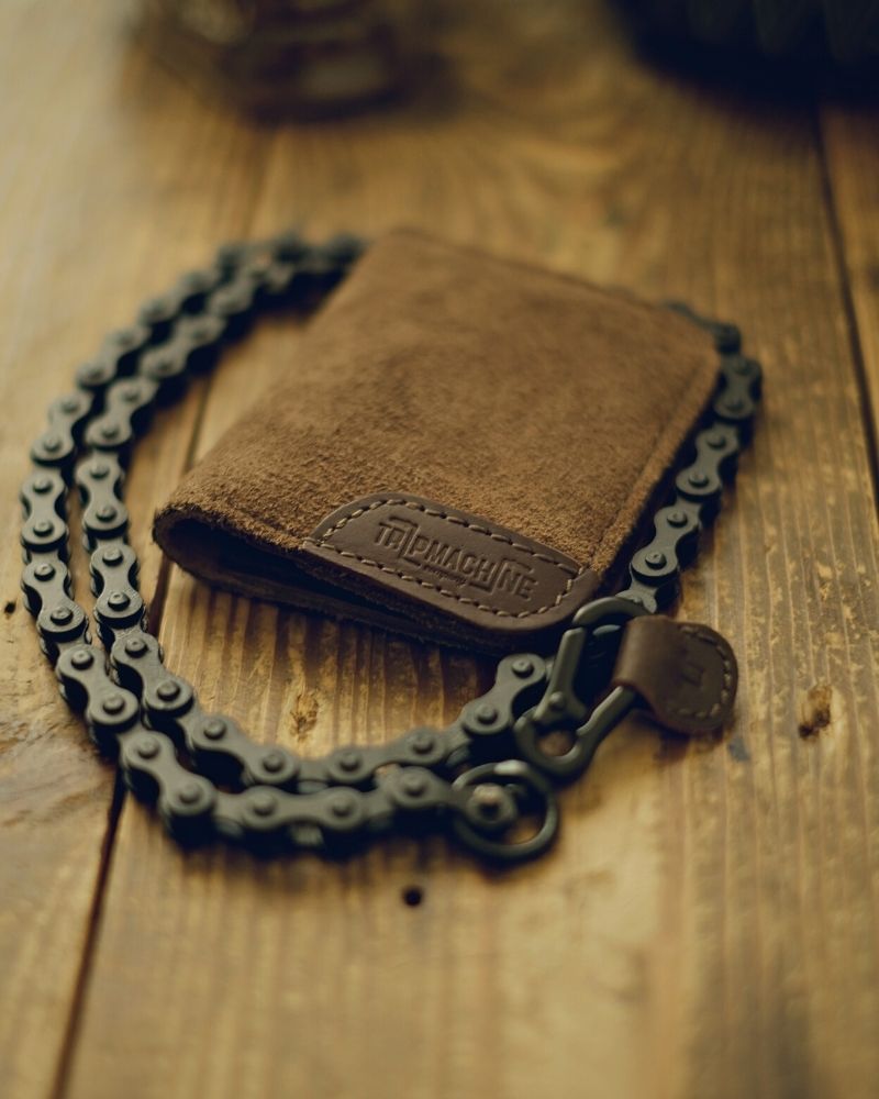 Buff Leather Moto Wallet - Brown