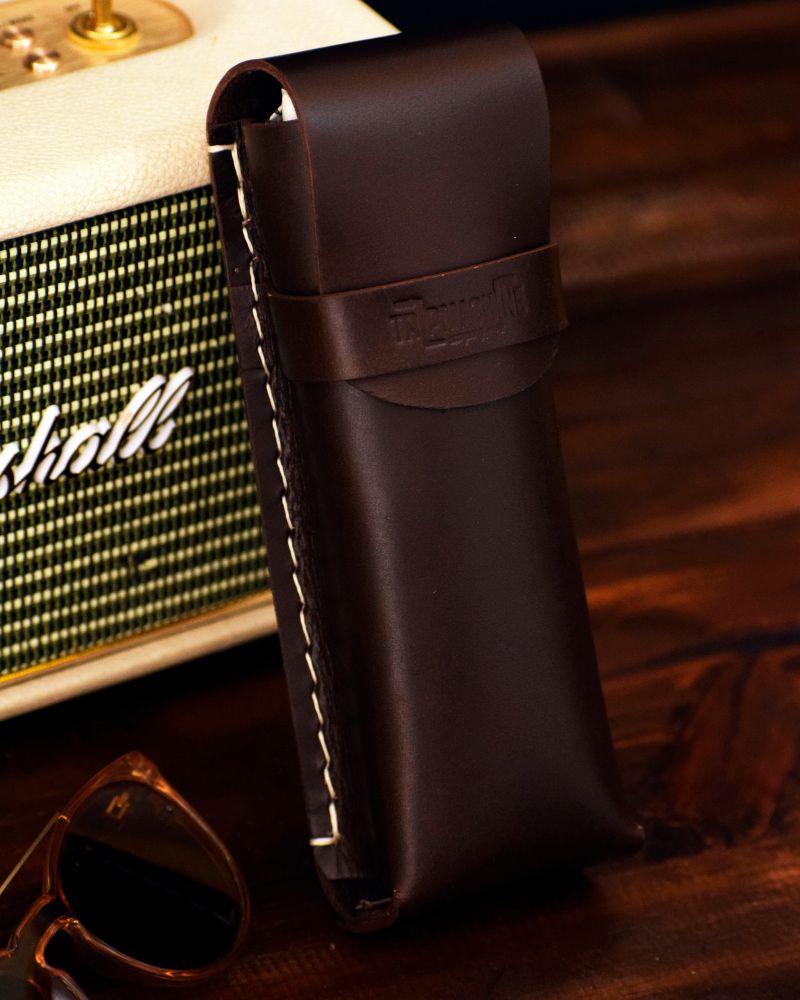 Buff Leather Sunglass Case - Brown
