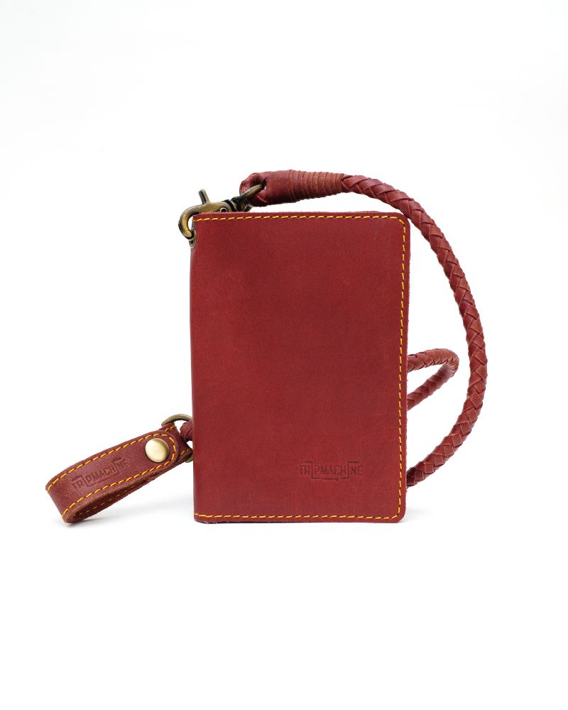 Buff Leather Explorer Wallet - Cherry Red