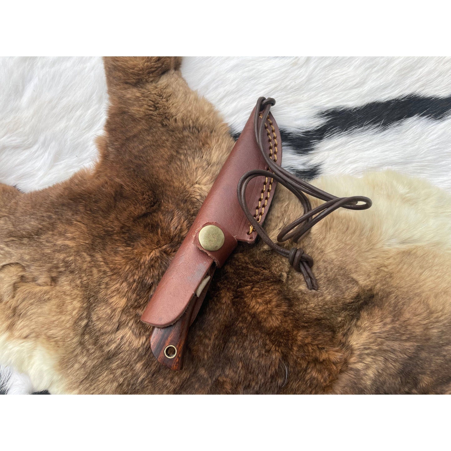 Damascus Steel Skinner Knife with Rosewood & Stag Grip