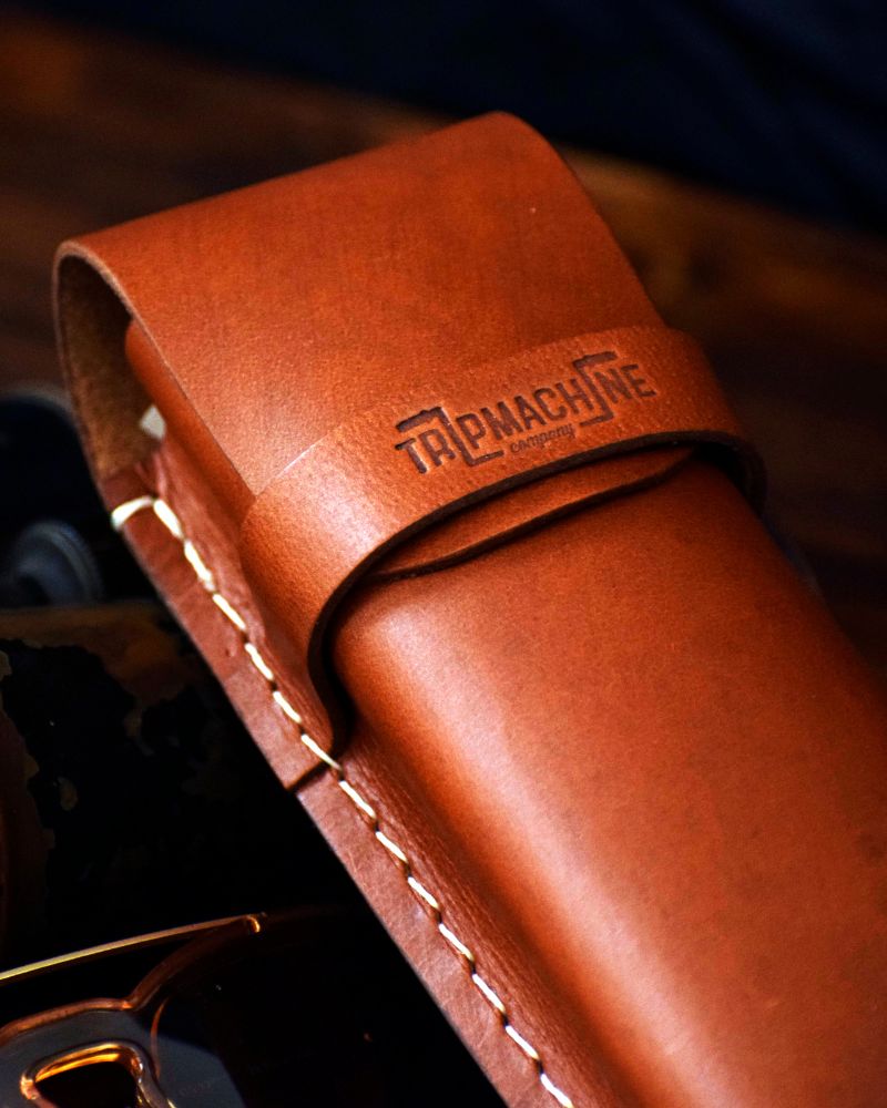 Buff Leather Sunglasses Case - Vintage Tan