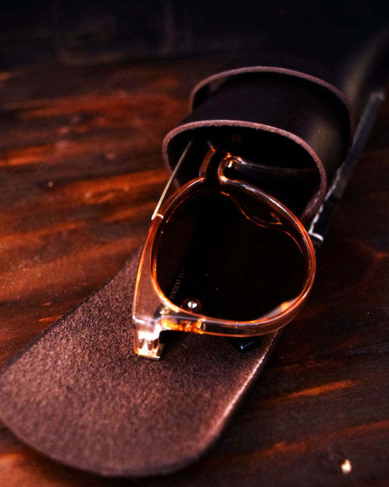 Buff Leather Sunglass Case - Brown