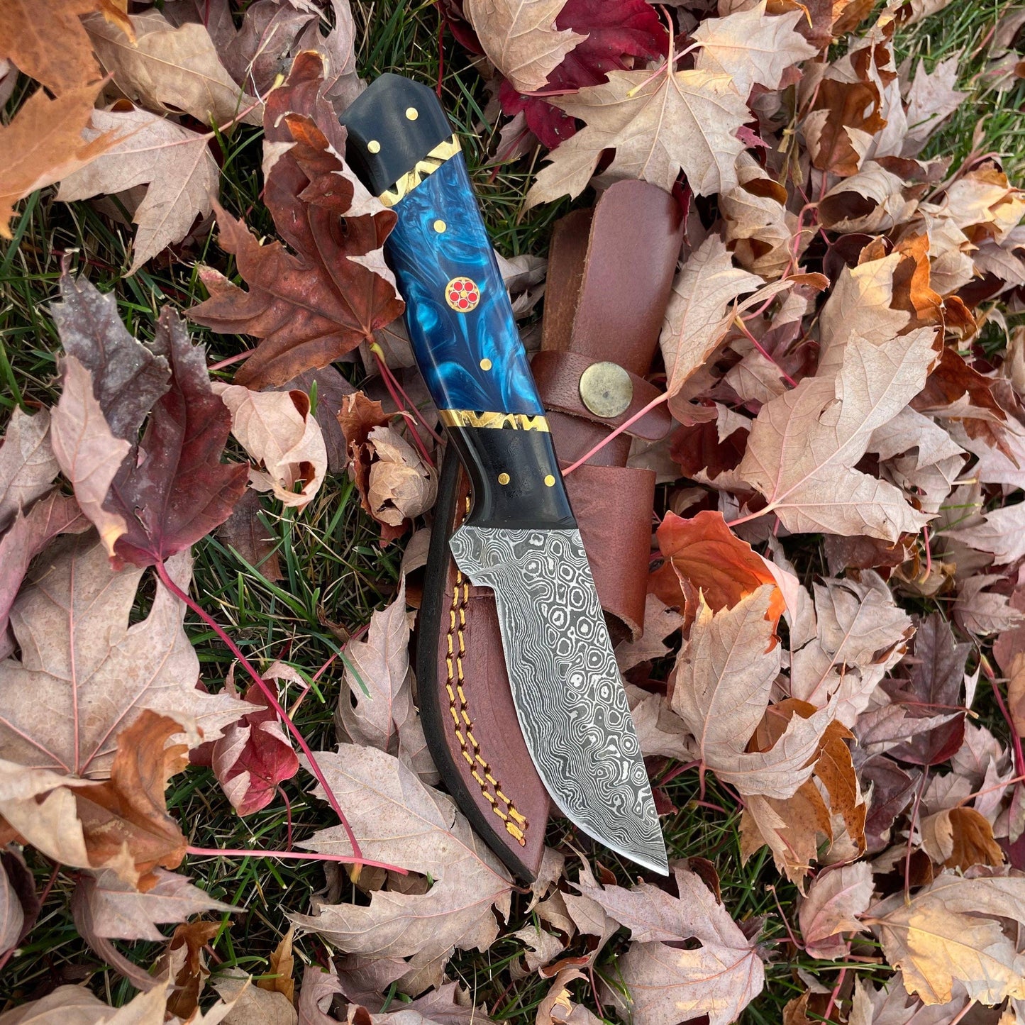 Blue Phantom Damascus Hunting Knife