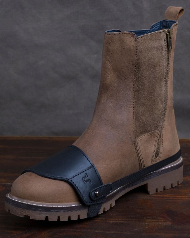 Buff Leather Shoe Protector Slip On - Black