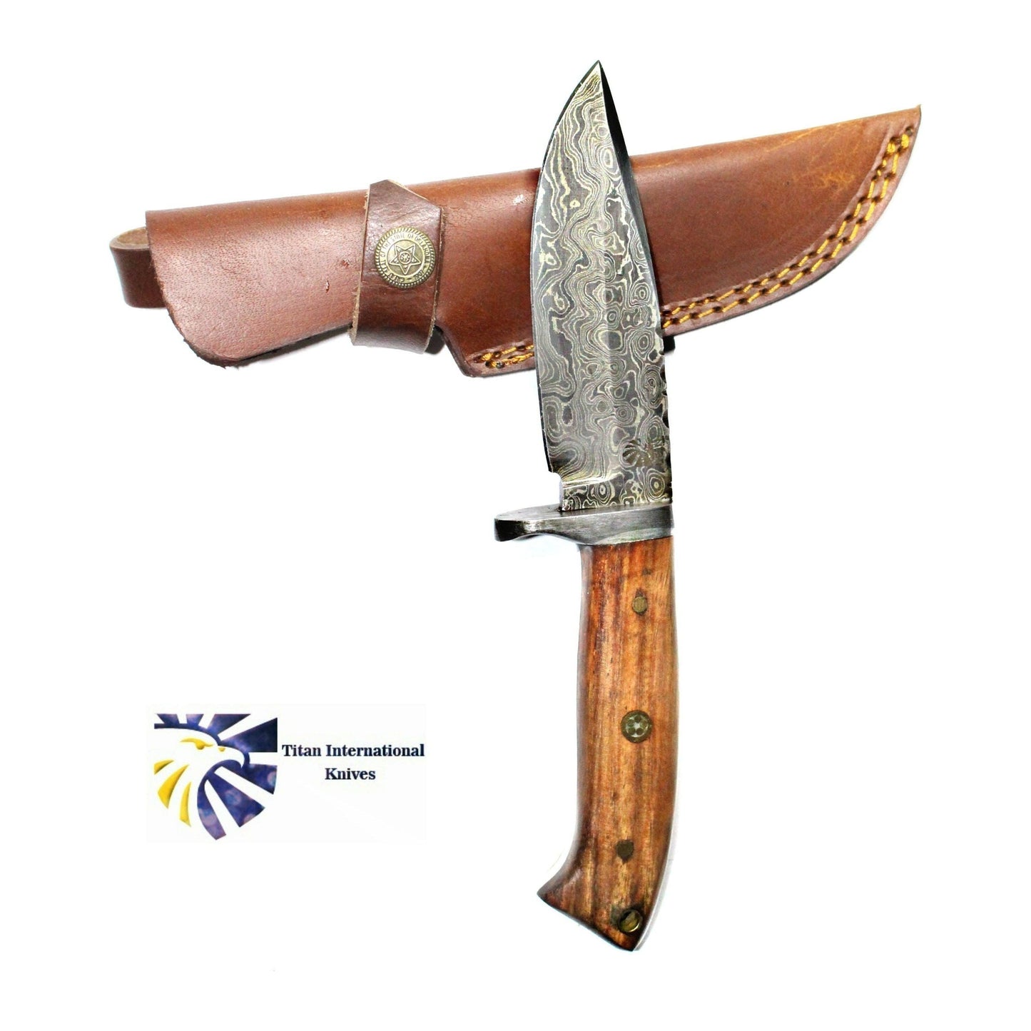 Hunting + Camping Rosewood Handle Damascus Blade