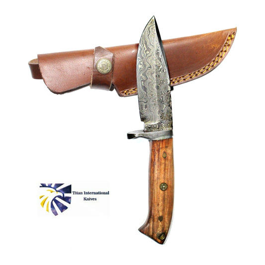 Hunting + Camping Rosewood Handle Damascus Blade