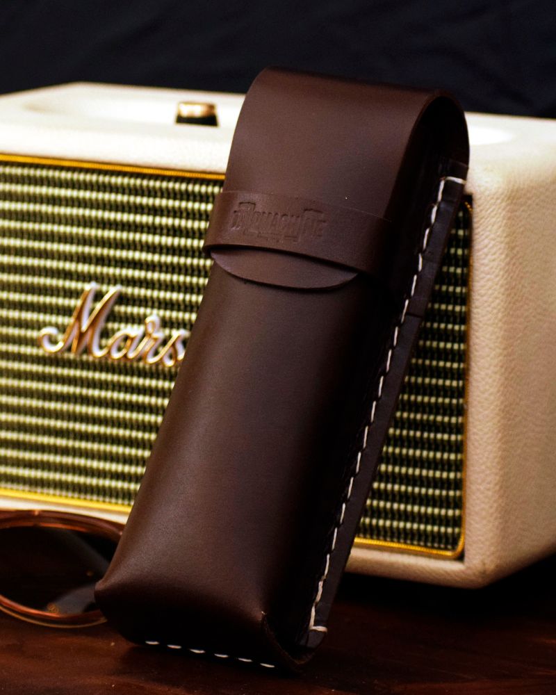 Buff Leather Sunglass Case - Brown