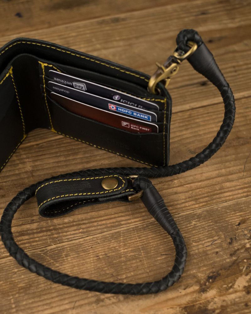 Buff Leather Guitarist Wallet - Black