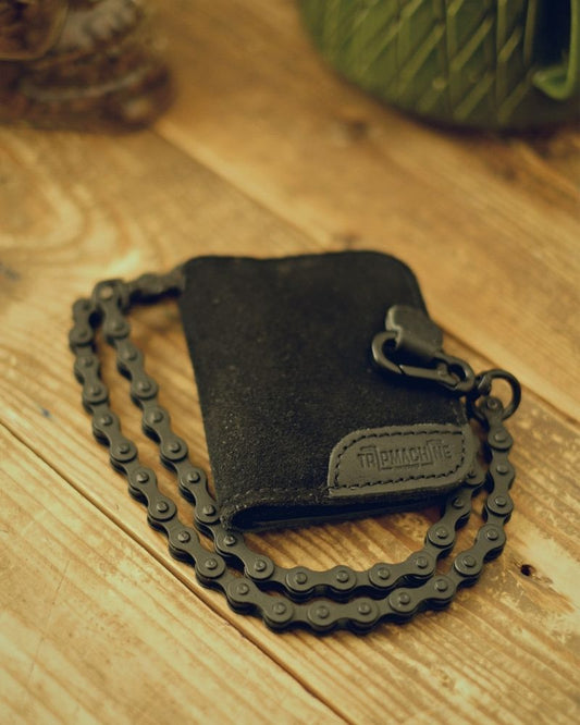 Buff Leather Moto Wallet - Black