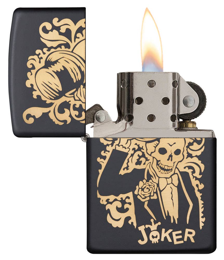 Zippo Bronze Joker Engraved Black Matte Lighter