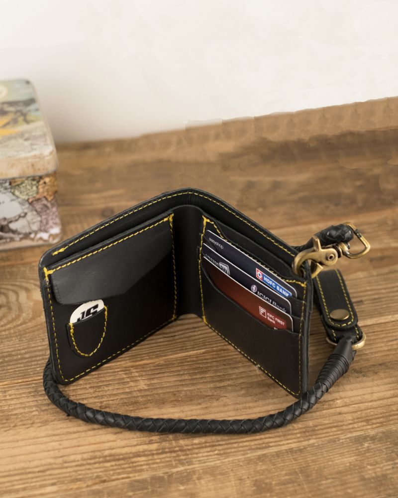 Buff Leather Guitarist Wallet - Black