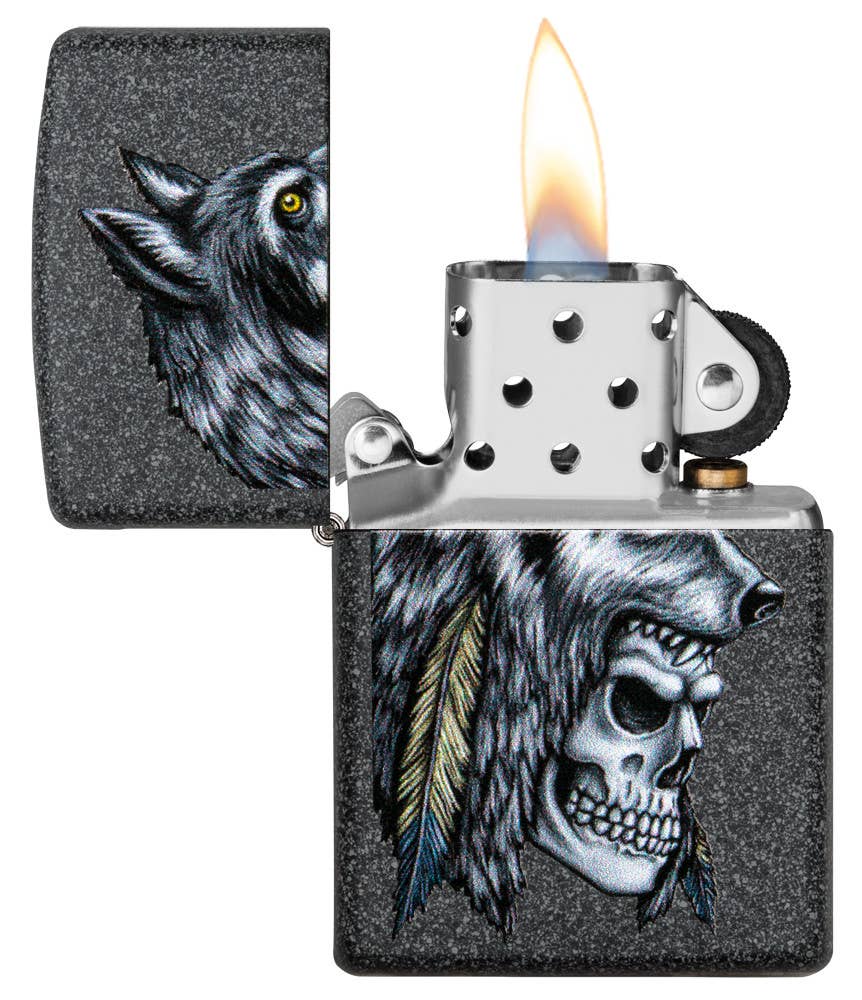Zippo Wolf Skull Feather Design Windproof Lighter