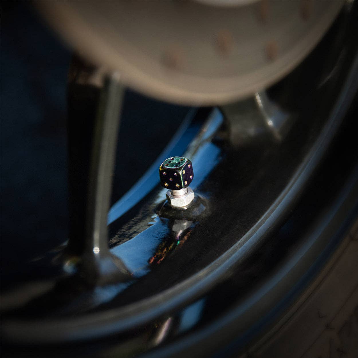 Dice Oil Slick - Motorcycle Valve Caps