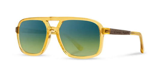 CAMP Glacier Sunglasses - Yellowstone Engraved Edition: Sap / Walnut Engraved / HD Plus Polarized Sky