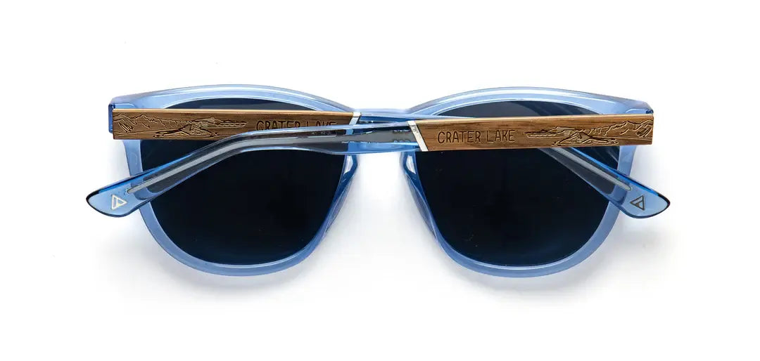 CAMP Arrowcrest Sunglasses- Crater Lake Engraved Edition: Lake / Walnut-Engraved / HD Plus Polarized Blue