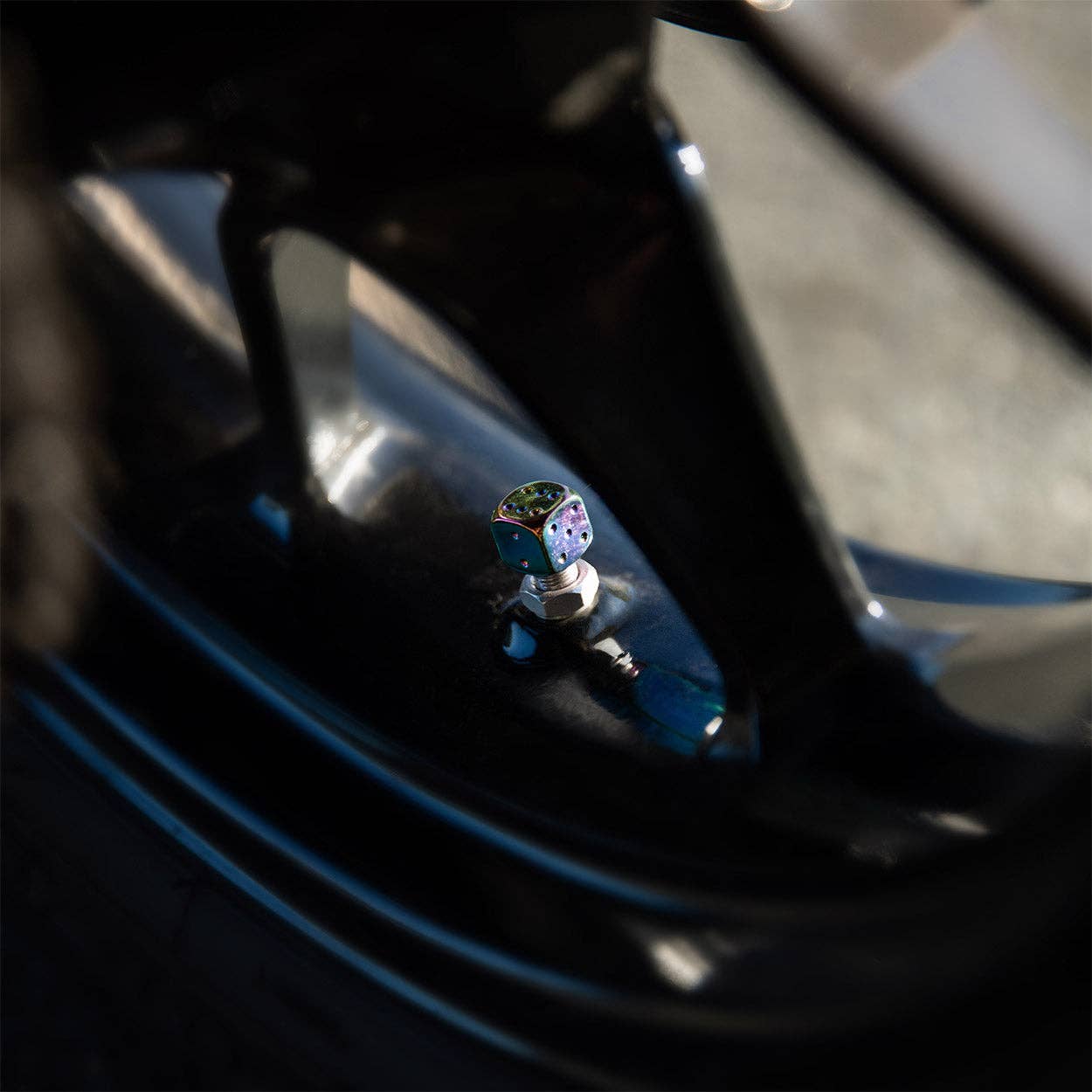 Dice Oil Slick - Motorcycle Valve Caps