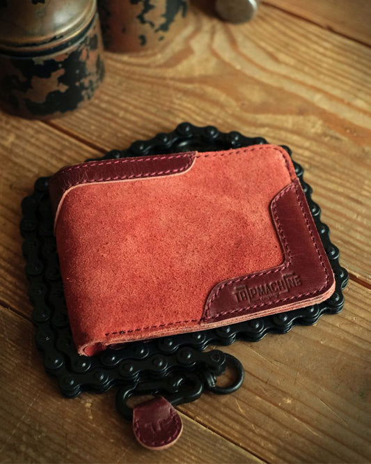 Buff Leather Rodeo Wallet - Cherry Red
