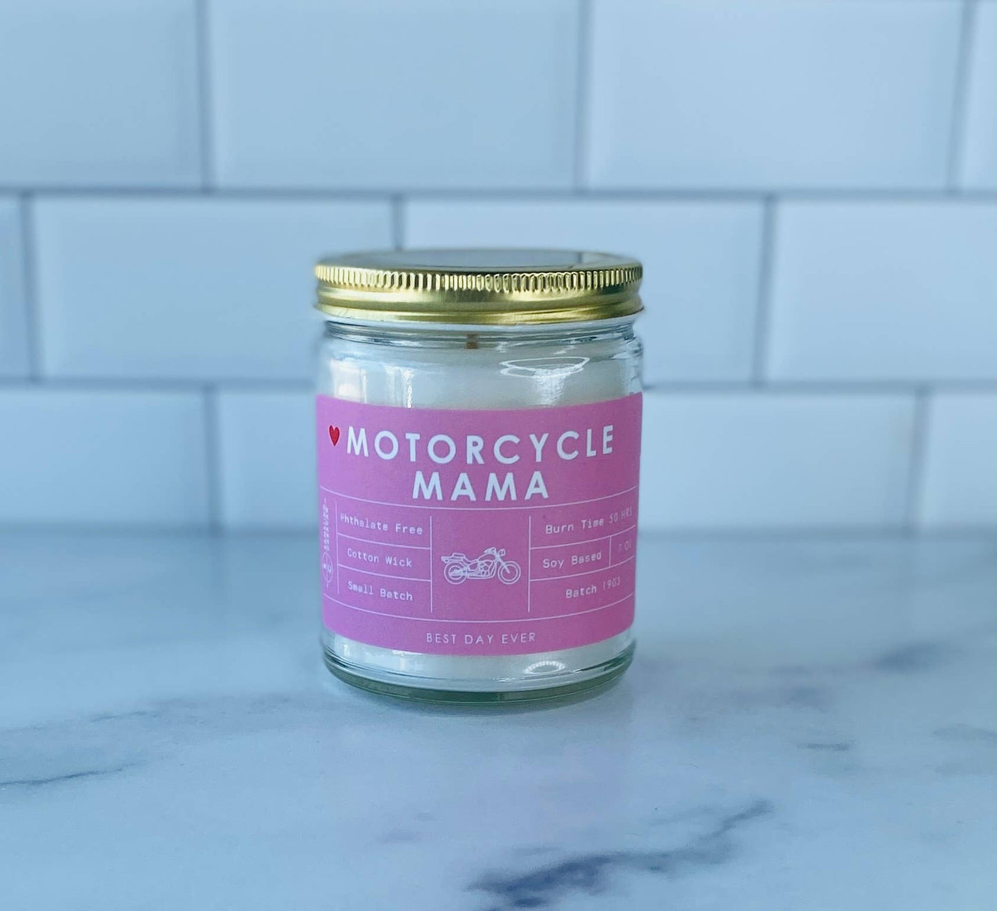 Motorcycle Mama Candle: White / Amber / Amber & Driftwood