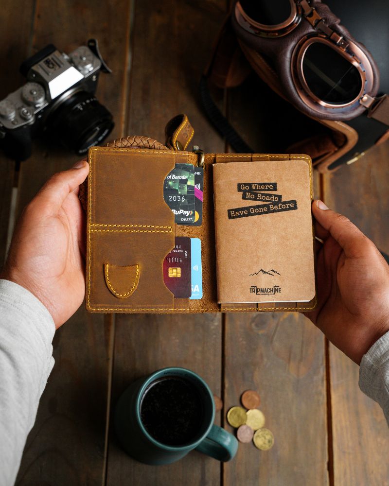 Buff Leather Explorer Wallet - Brown