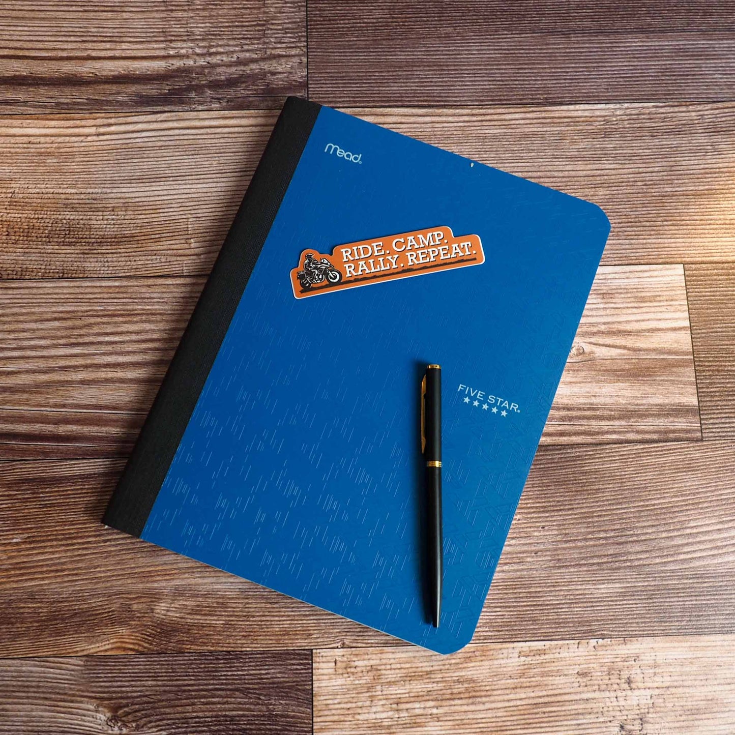 Ride. Camp. Rally. Repeat. Motorcycle Sticker