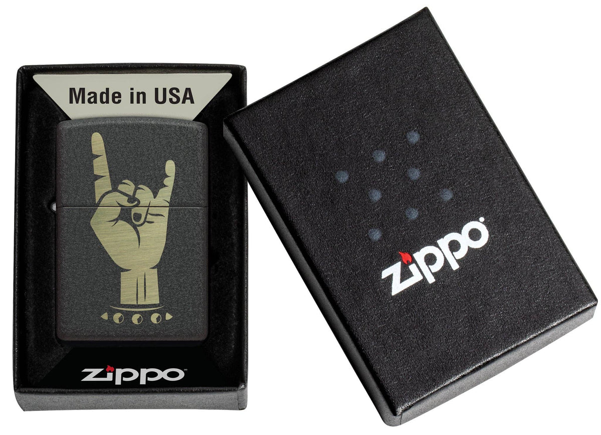 Zippo Rock On Design Black Crackle® Windproof Lighter