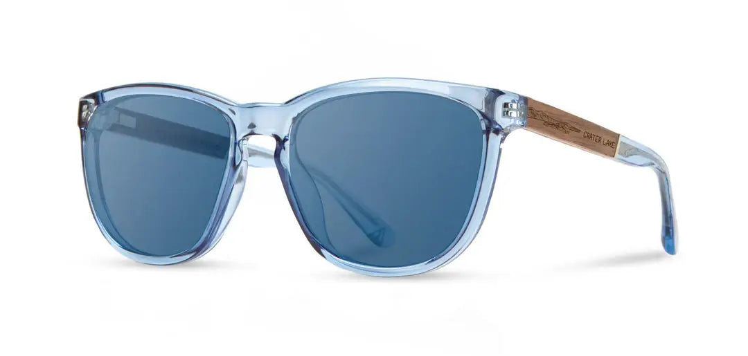 CAMP Arrowcrest Sunglasses- Crater Lake Engraved Edition: Lake / Walnut-Engraved / HD Plus Polarized Blue
