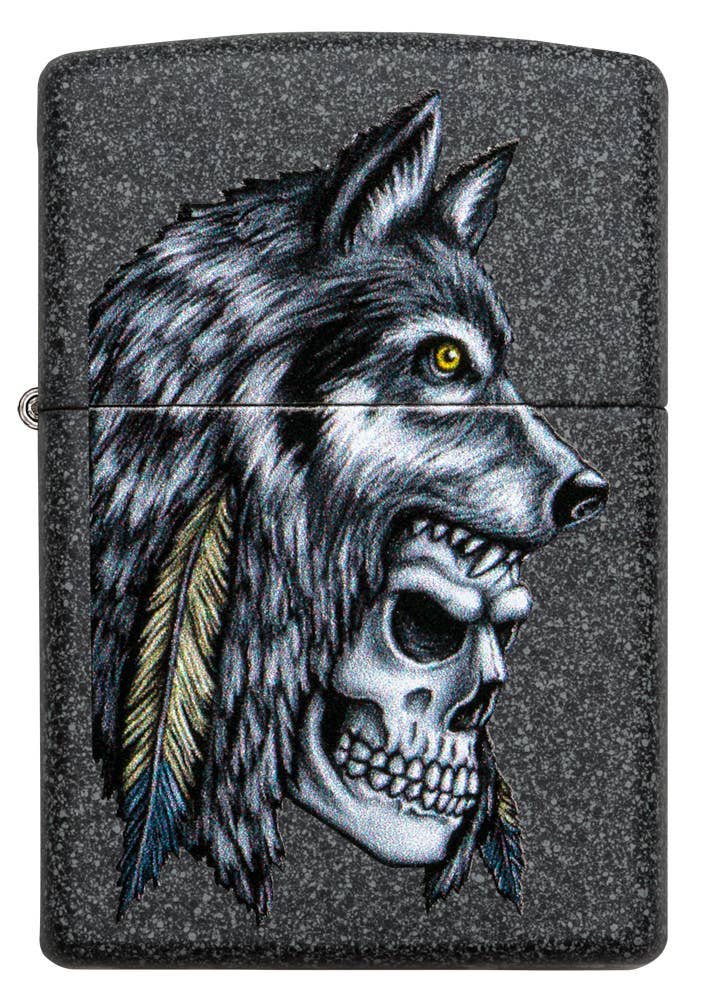 Zippo Wolf Skull Feather Design Windproof Lighter