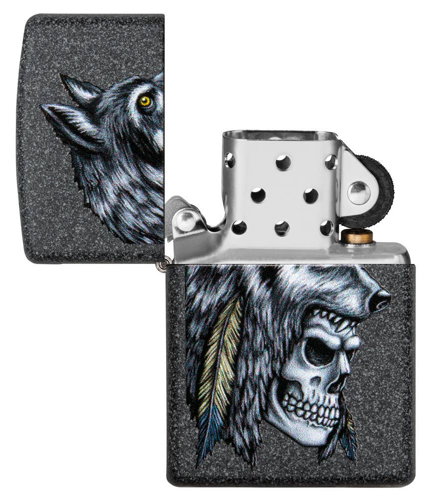 Zippo Wolf Skull Feather Design Windproof Lighter