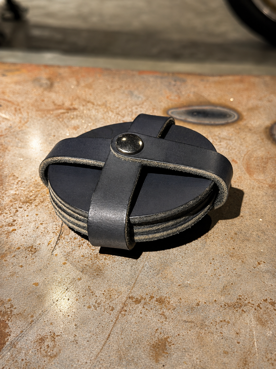 Fulton Moto Buffalo Leather Coasters