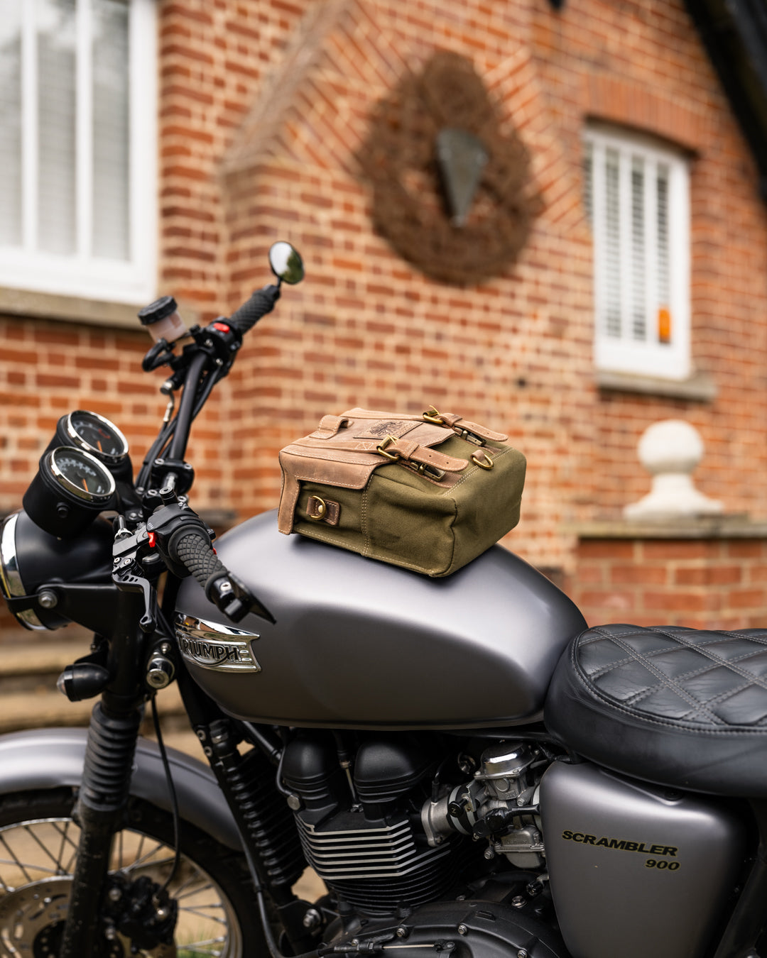 Canvas & Leather Tank Bag - Large - Olive Green & Light Tan