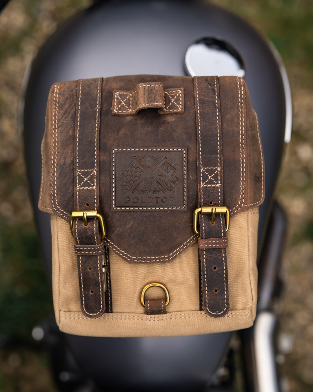 Canvas & Leather Tank Bag - Large - Sahara & Tobacco