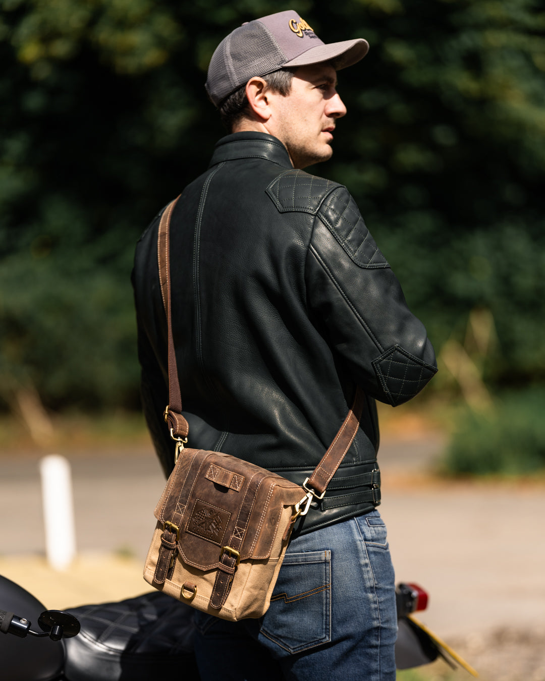 Canvas & Leather Tank Bag - Large - Sahara & Tobacco