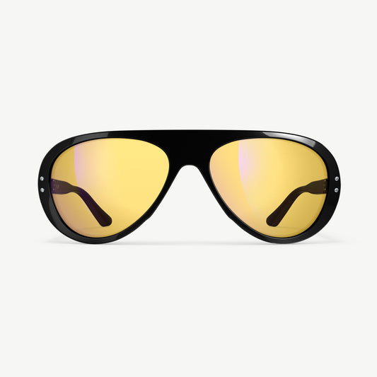 VALLON Moto Aviators Sunglasses - Black and Yellow
