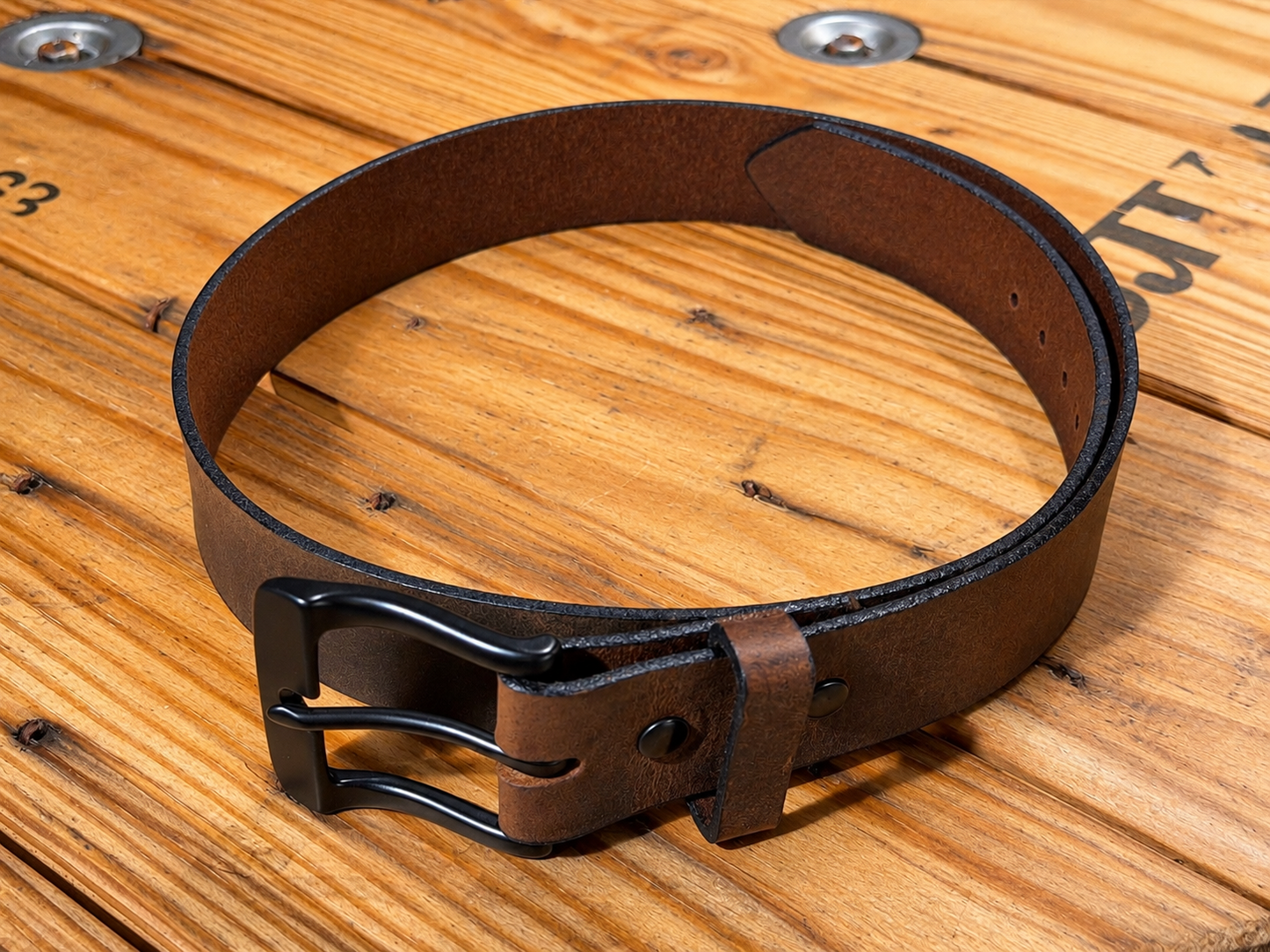 Fulton Moto Water Buffalo Leather Belt - Brown
