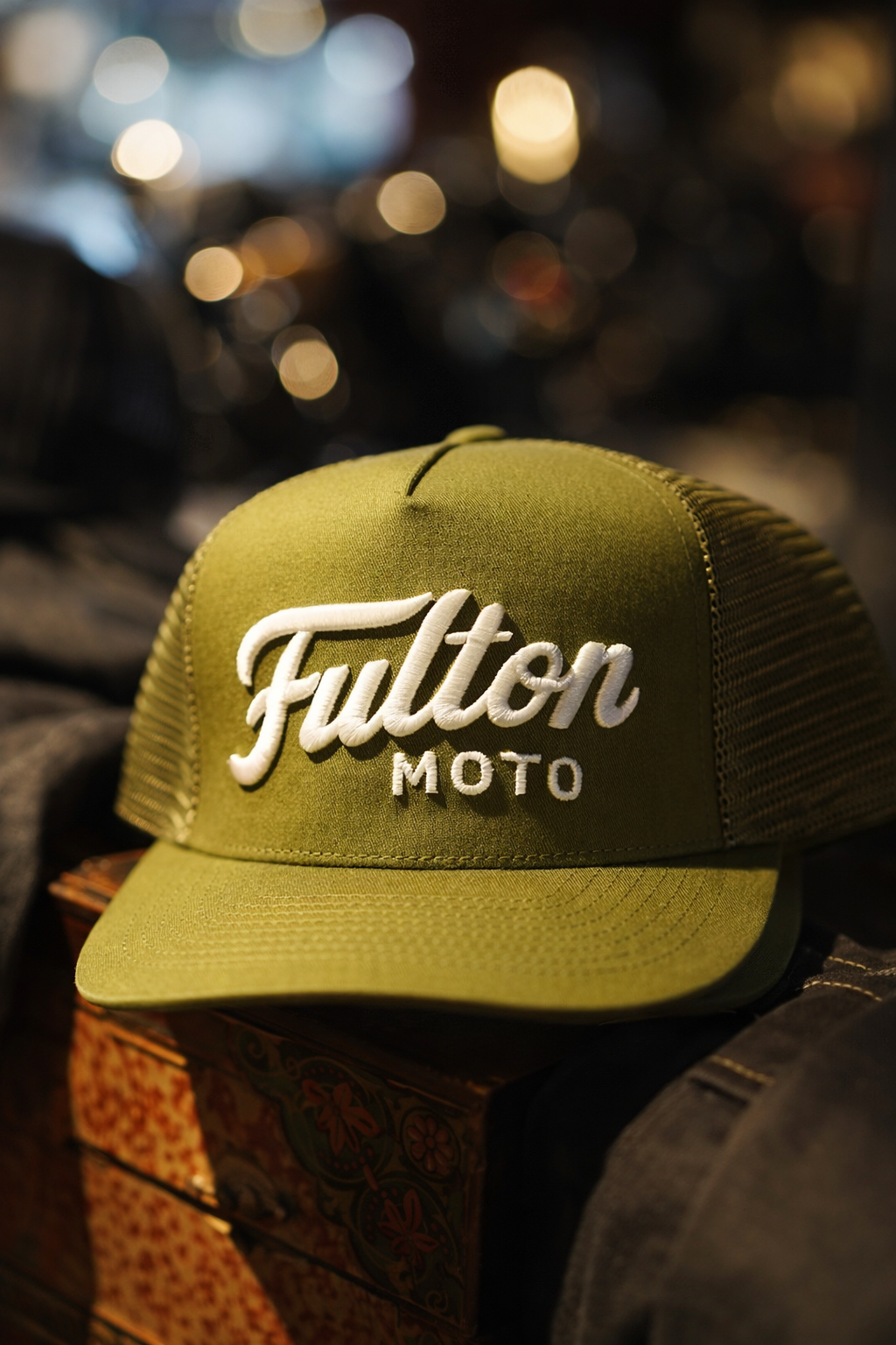Fulton Moto Cursive Trucker Hat