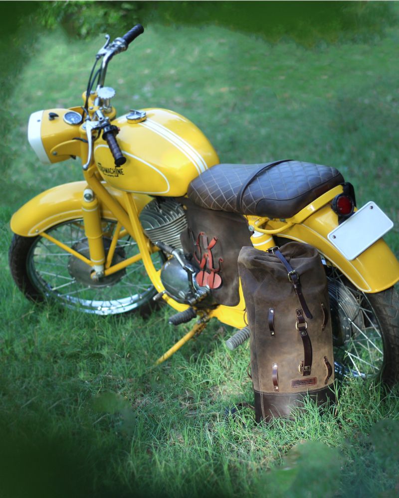 Buff Leather Military Duffel - Brown