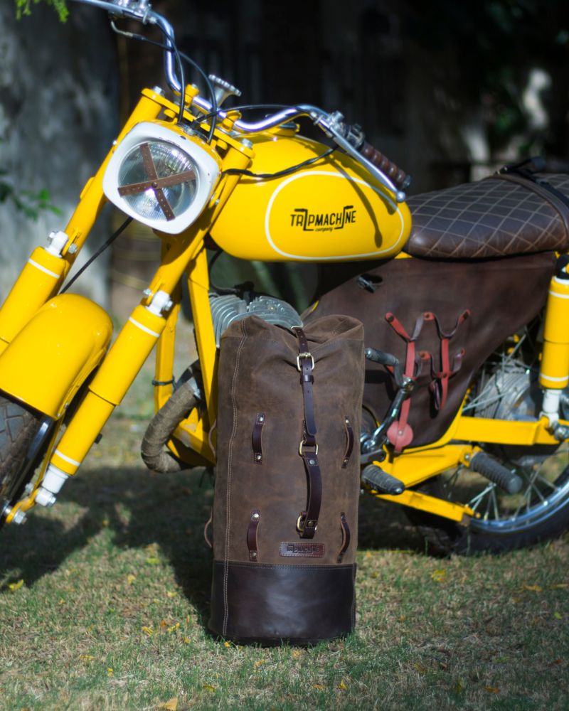 Buff Leather Military Duffel - Brown