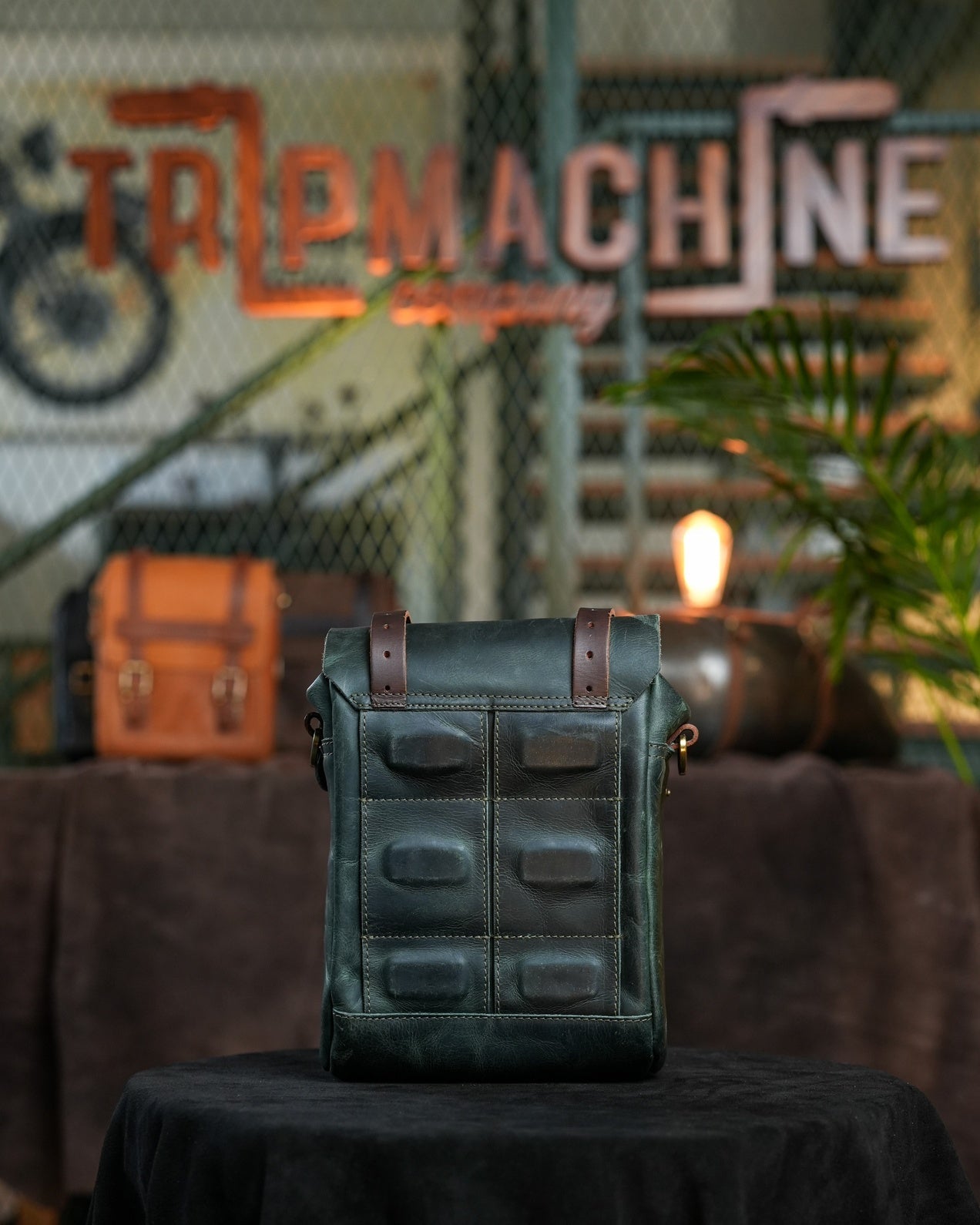 Buff Leather Tank & Tail Bag - Green